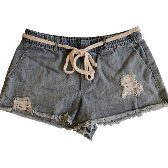 aerie Pants - Aerie Women Summer Jean Shorts Frayed Denim size S, Blue